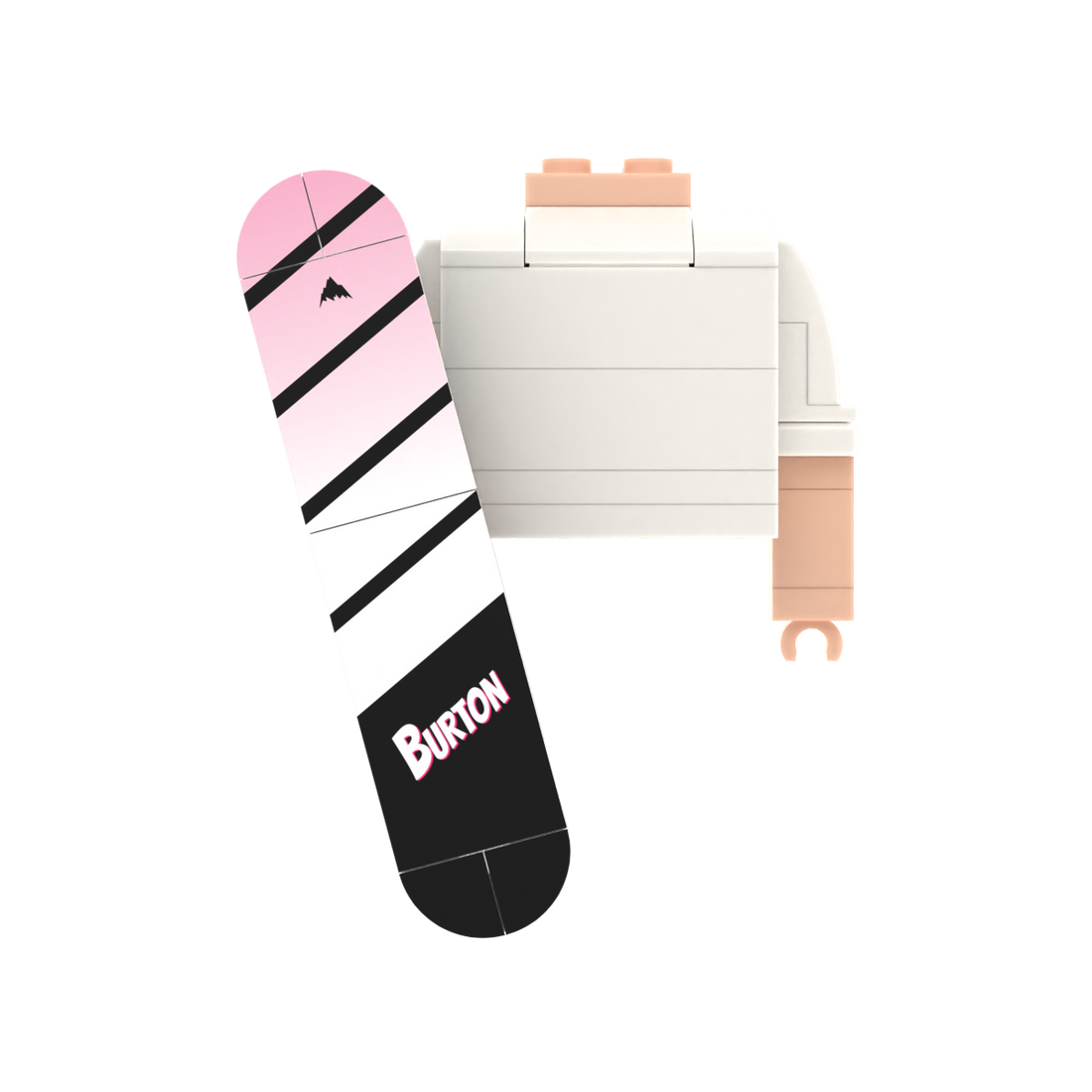 Pink-Black Diagonal Stripe Snowboard brick figure accessory, main product view