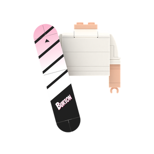 Pink-Black Diagonal Stripe Snowboard brick figure accessory, main product view