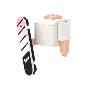 Pink-Black Diagonal Stripe Snowboard brick figure accessory, right-side view