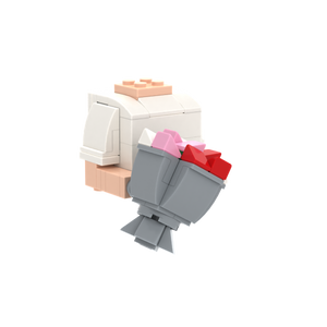 Pink Red & White Flower brick figure accessory, left-side view