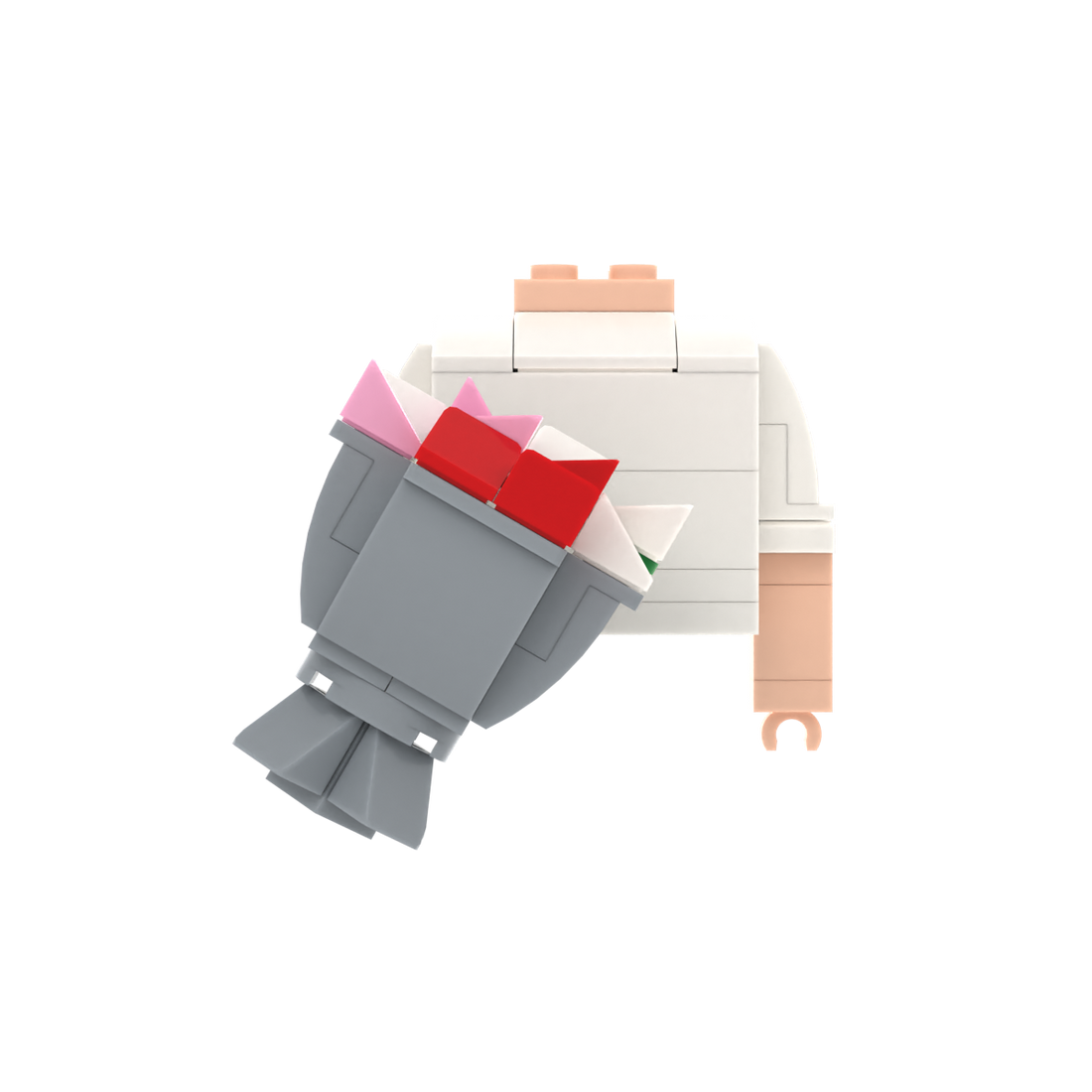Pink Red & White Flower brick figure accessory, main product view