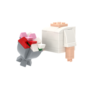 Pink Red & White Flower brick figure accessory, right-side view