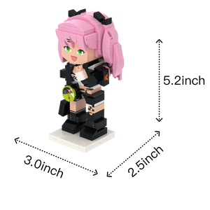 Pink Twin-Tails Girl custom brick figure, size guide