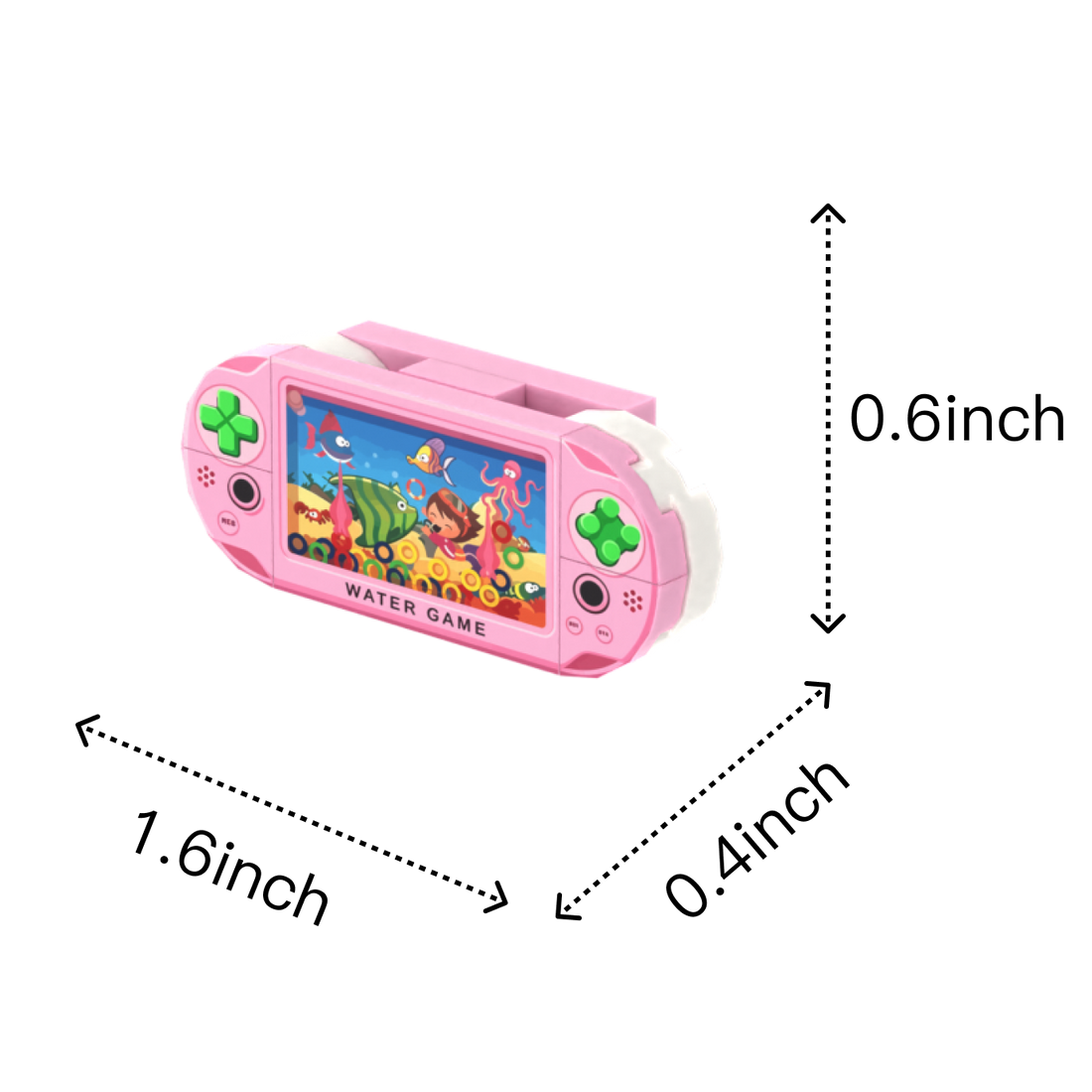 Pink Water Game brick figure accessory, size guide