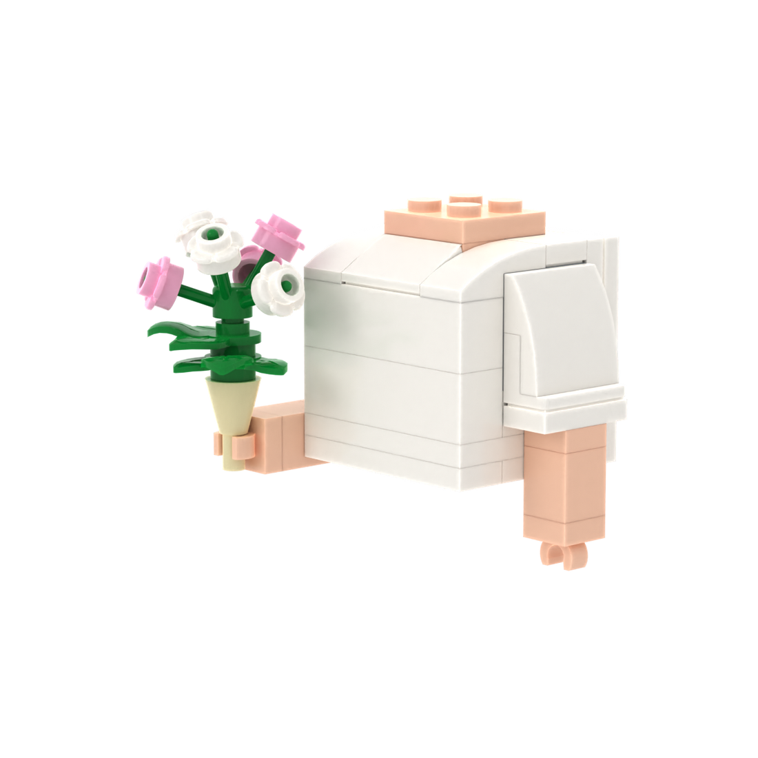Pink-White Mixed Bouquet brick figure accessory, right-side view