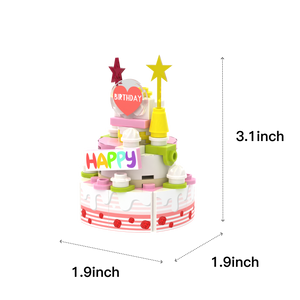 Pink-White Multi-layer Birthday Cake brick scene accessory, size guide