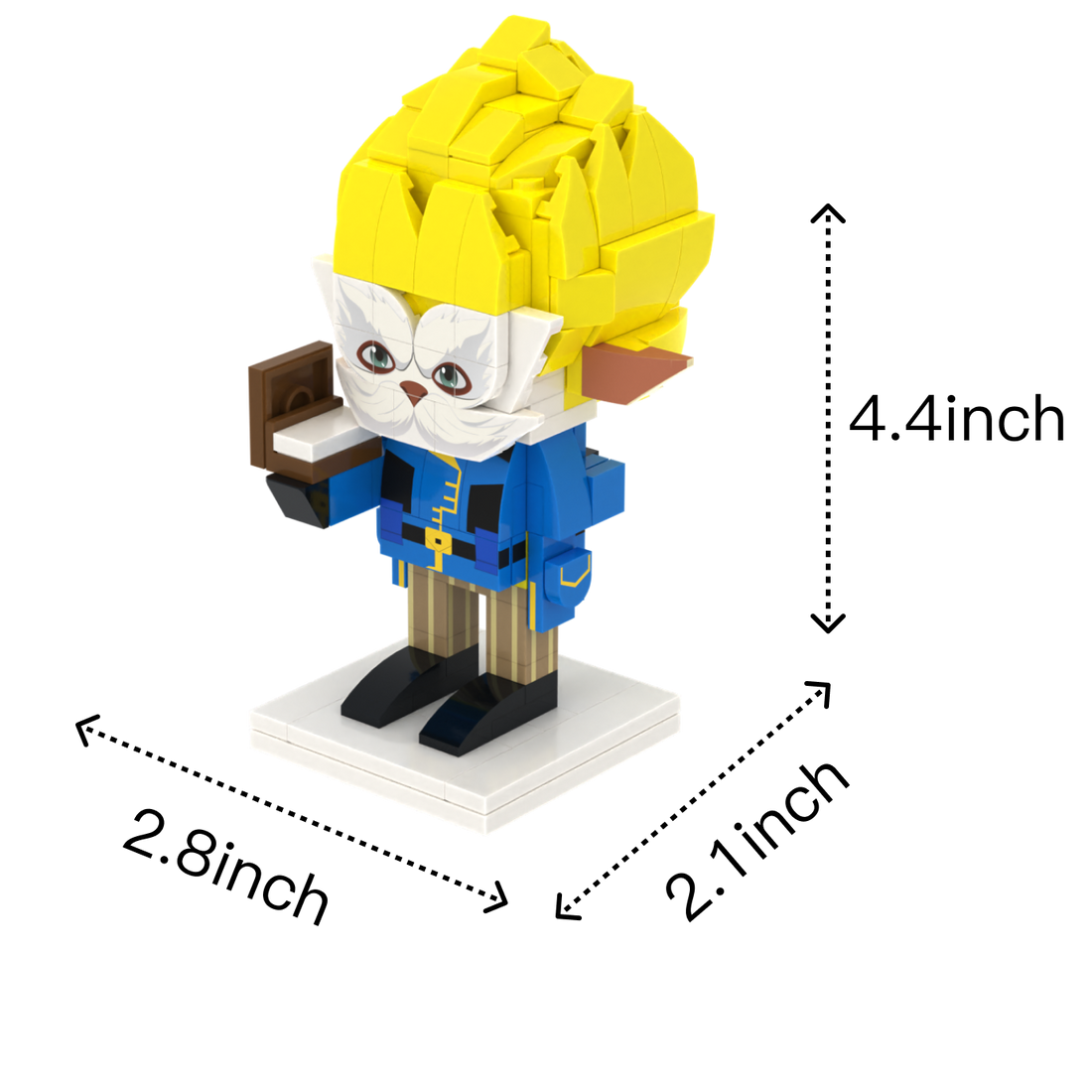 Pointy-Eared Sword Explorer custom brick figure, size guide