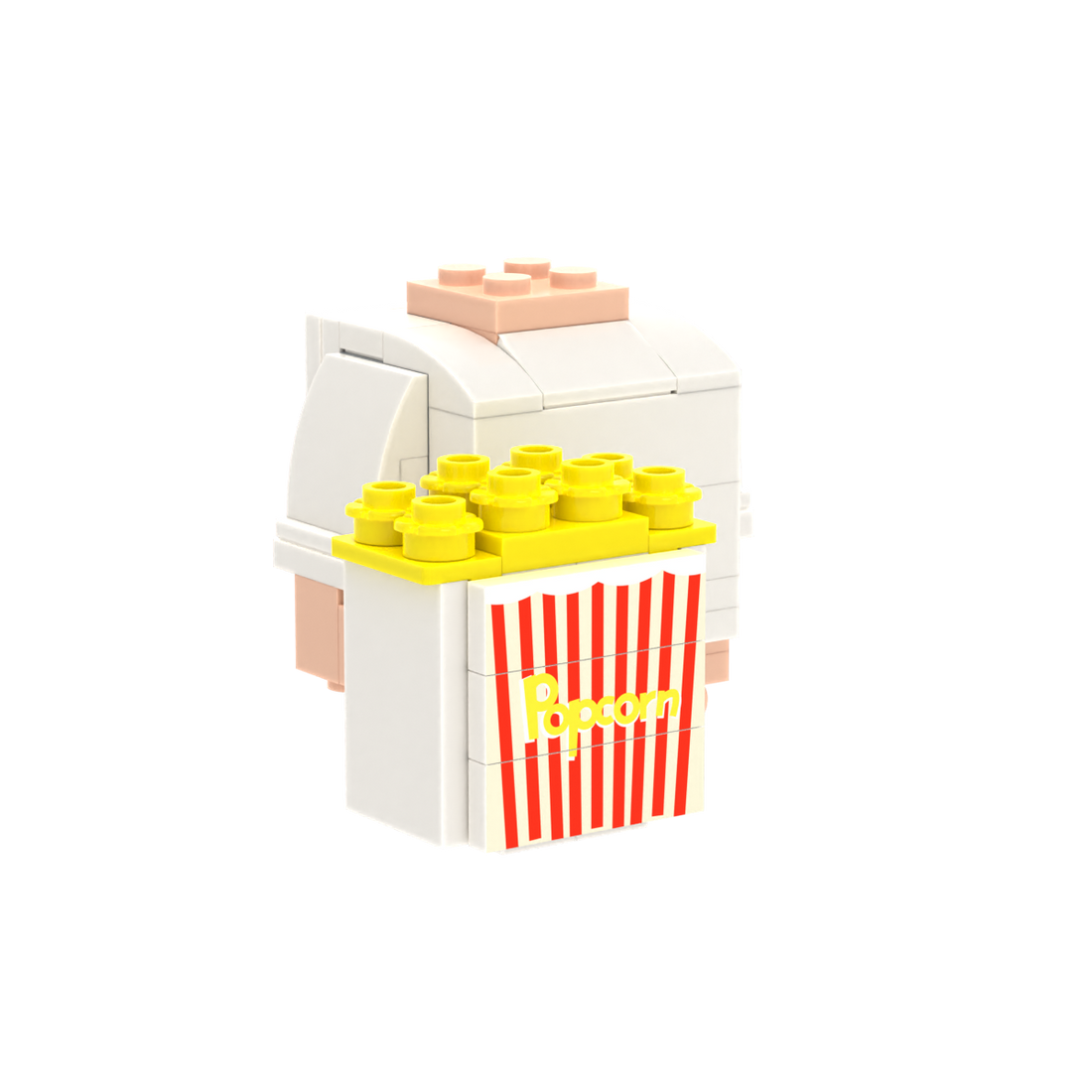 Popcorn brick figure accessory, left-side view