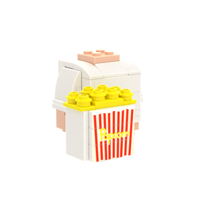 Popcorn brick figure accessory, left-side view