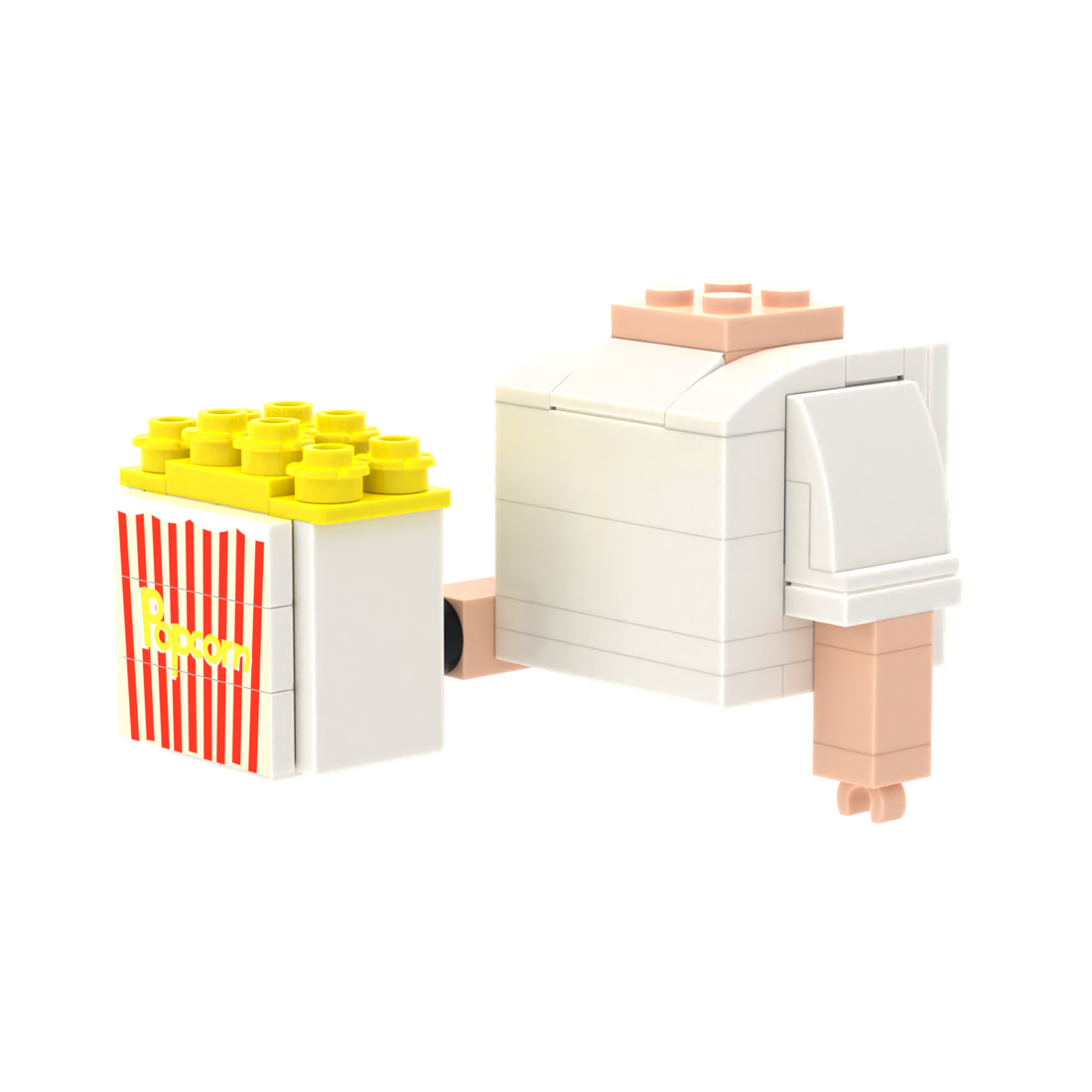 Popcorn brick figure accessory, right-side view