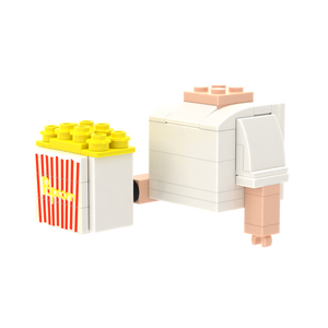 Popcorn brick figure accessory, right-side view