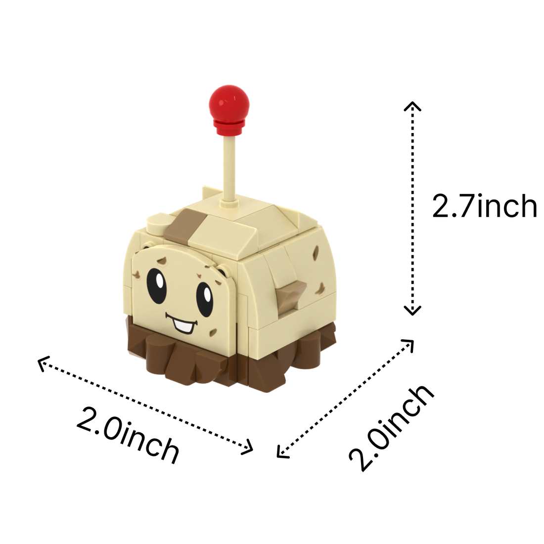 Potato Defense Character brick art collectible, size guide