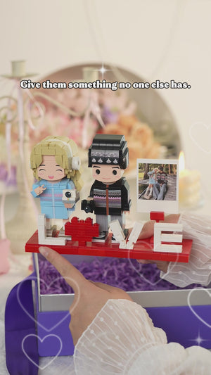 Family Trio with Dad | Personalized Father's Day 3D Brick Figure Set & Custom Photo