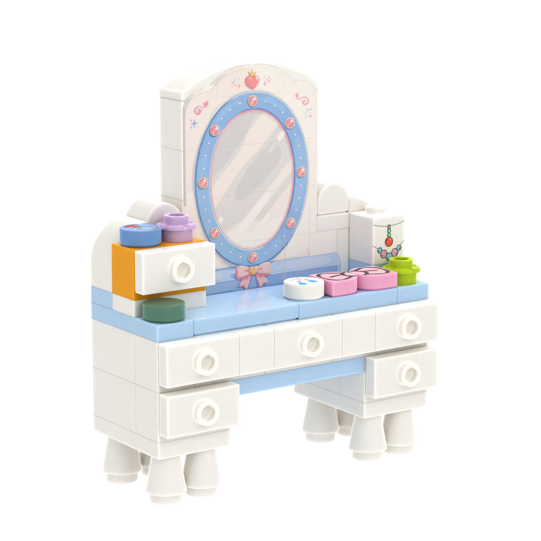 Princess Style Dressing Table brick scene accessory, right-side view