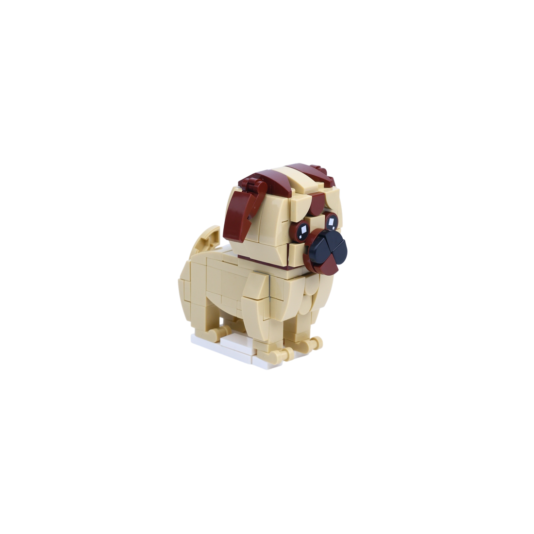 Pug dog brick figure, left-side view