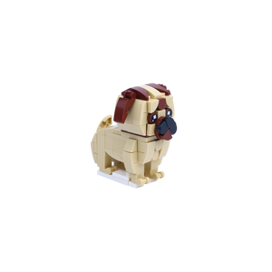 Pug dog brick figure, left-side view