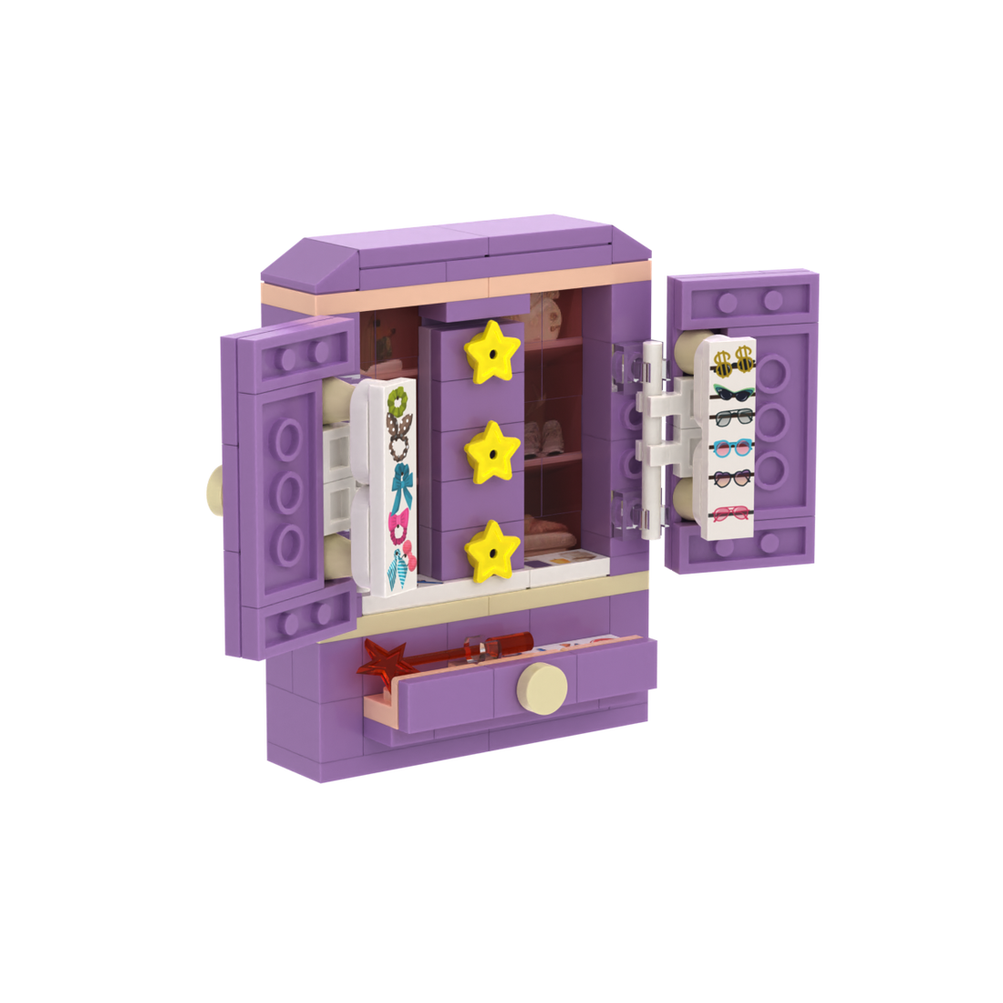Purple Double-door Storage Cabinet brick scene accessory, right-side view