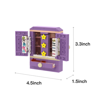 Purple Double-door Storage Cabinet brick scene accessory, size guide