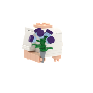 Purple Flower brick figure accessory, left-side view