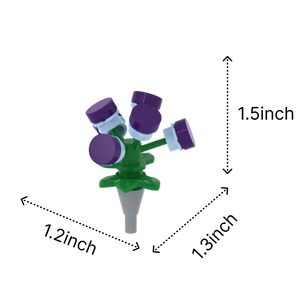 Purple Flower brick figure accessory, size guide