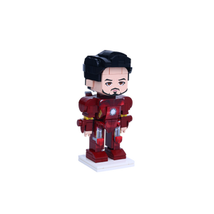 Red-and-Gold Armor Hero custom brick figure, left-side view
