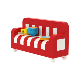 Red-and-White Striped Sofa brick scene accessory, detail view 2