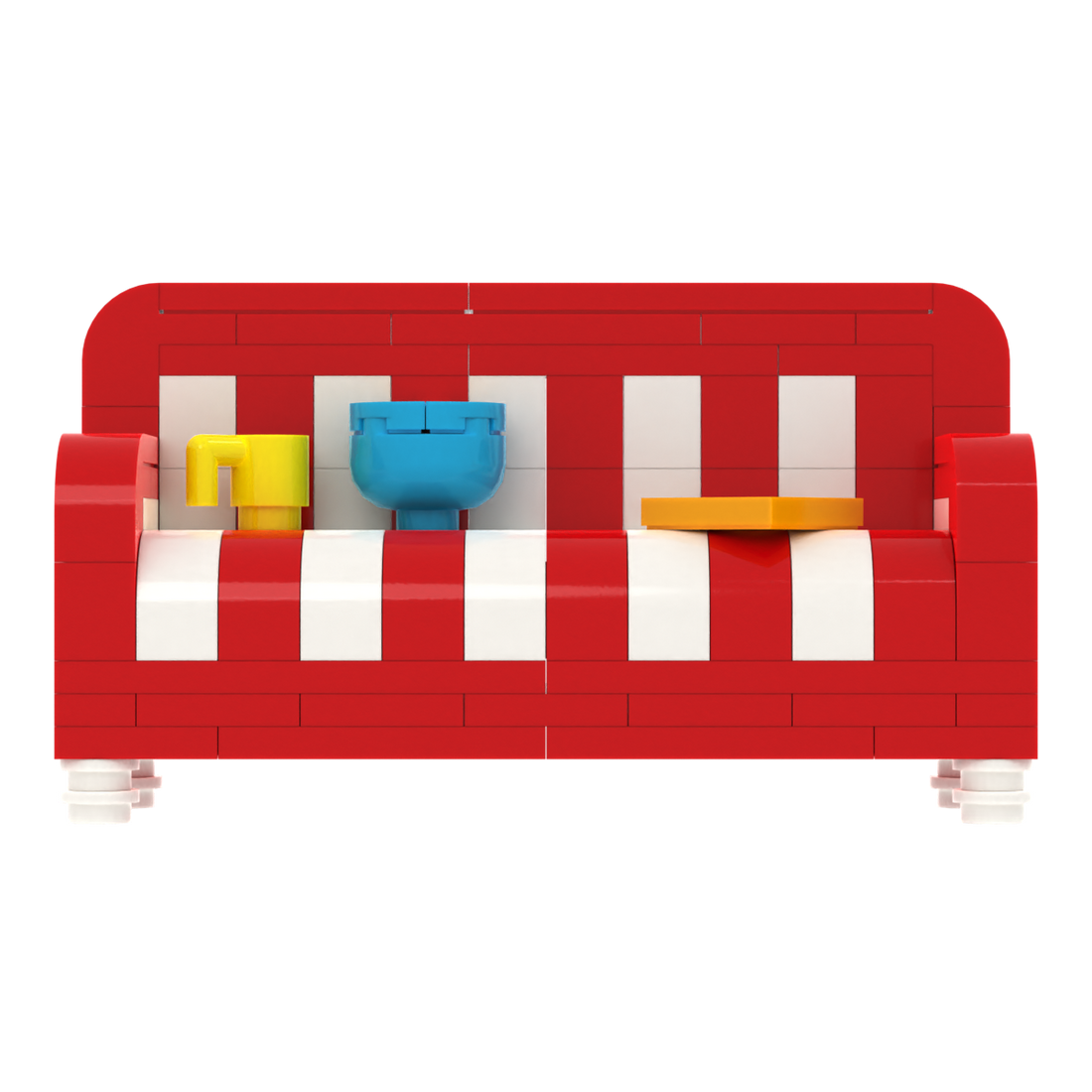 Red-and-White Striped Sofa brick scene accessory, left-side view