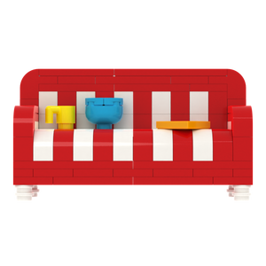 Red-and-White Striped Sofa brick scene accessory, left-side view