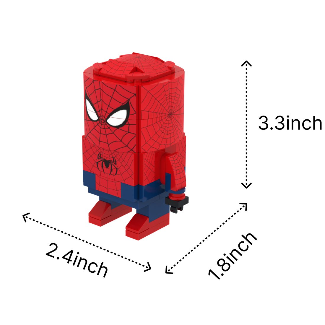 Red Block Spider brick art collectible, size guide