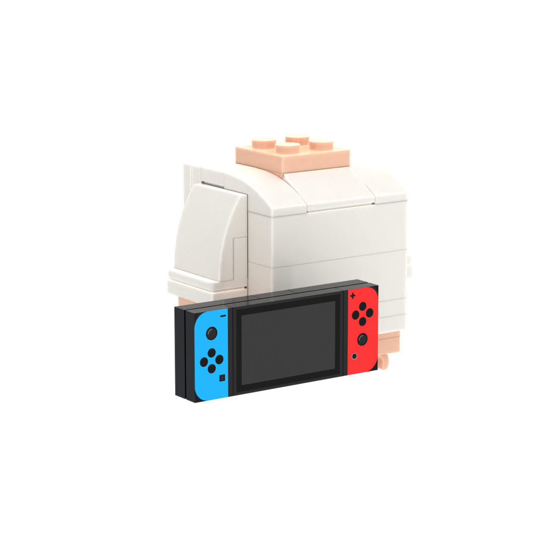 Red-Blue Handheld Game Console brick figure accessory, left-side view