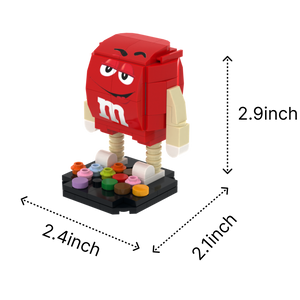 Red Candy Bean brick art collectible, size guide