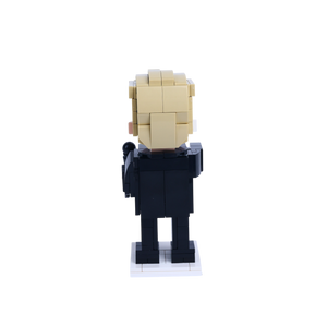 Red-Caped American Hero custom brick figure, back view