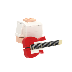 Red Electric Guitar brick figure accessory, left-side view