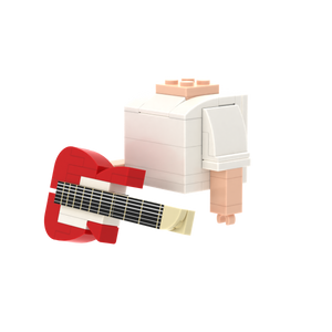 Red Electric Guitar brick figure accessory, right-side view
