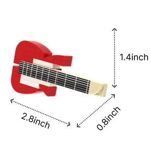 Red Electric Guitar brick figure accessory, size guide