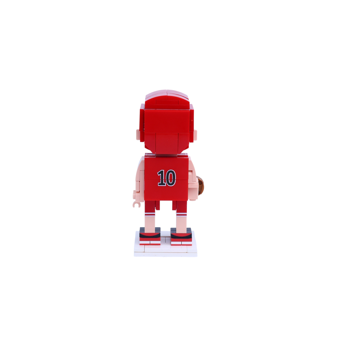 Red-Haired Basketball Star custom brick figure, back view