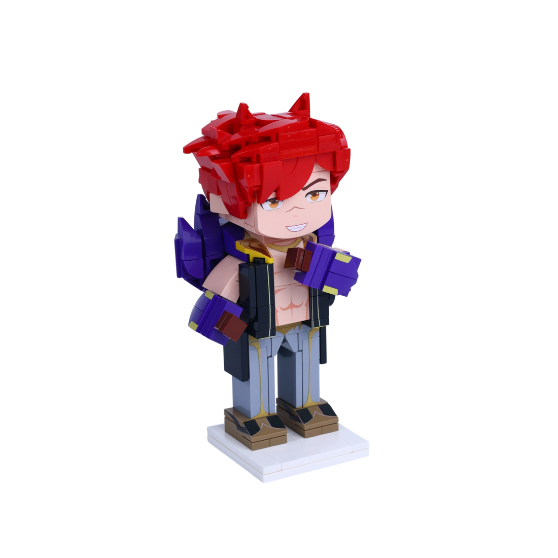 Red-Haired Warrior custom brick figure, left-side view