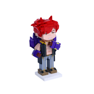 Red-Haired Warrior custom brick figure, left-side view