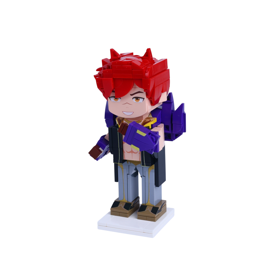 Red-Haired Warrior custom brick figure, right-side view