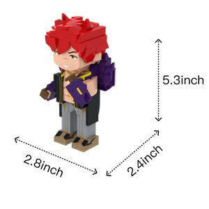 Red-Haired Warrior custom brick figure, size guide