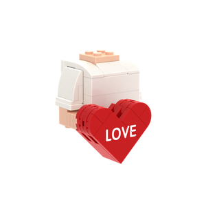 Red LOVE Heart brick figure accessory, left-side view