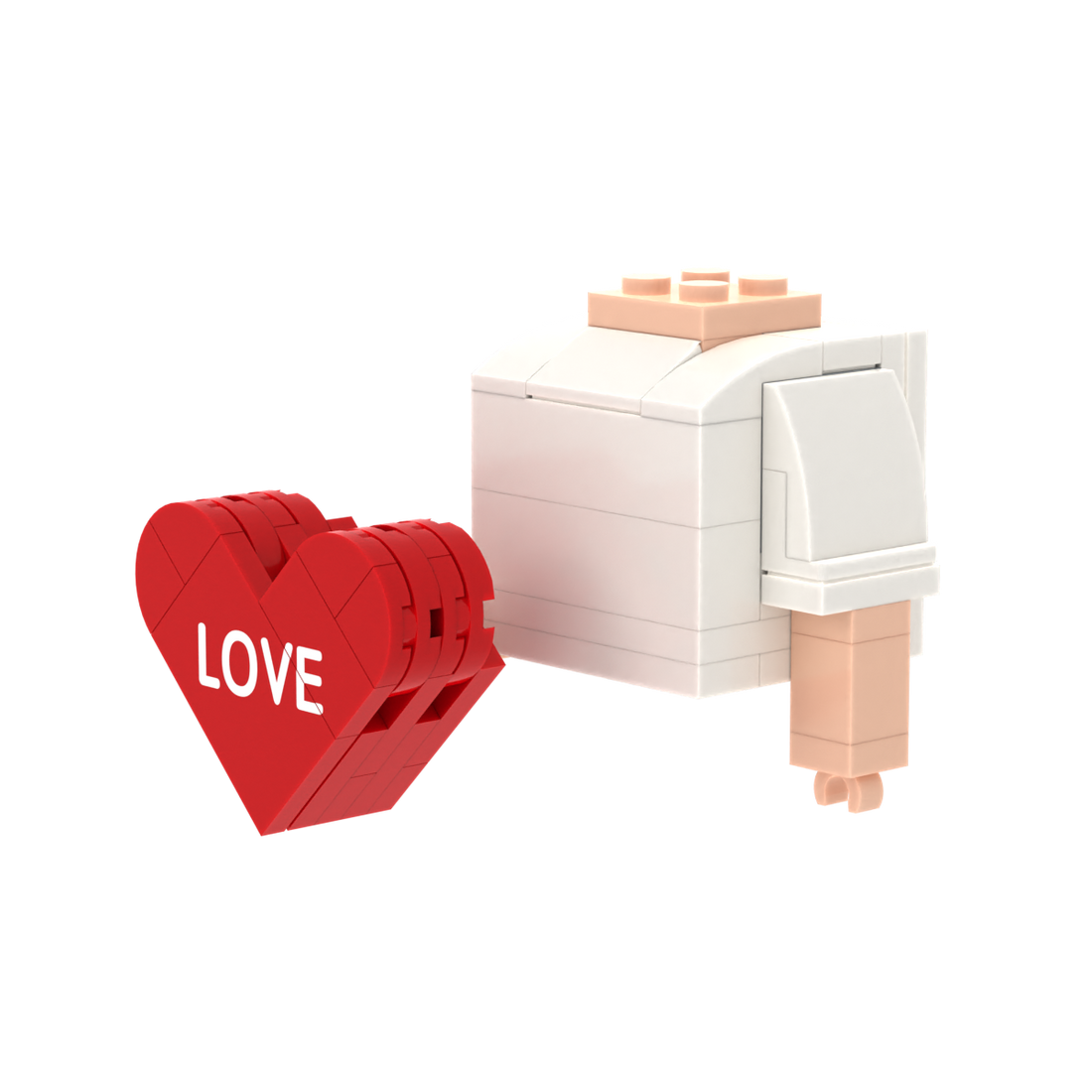 Red LOVE Heart brick figure accessory, right-side view