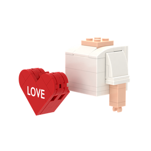 Red LOVE Heart brick figure accessory, right-side view