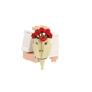 Red Rose Bouquet brick figure accessory, left-side view
