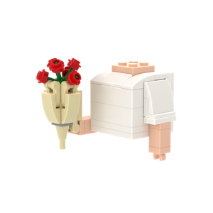 Red Rose Bouquet brick figure accessory, right-side view