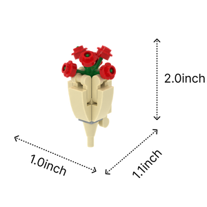 Red Rose Bouquet brick figure accessory, size guide