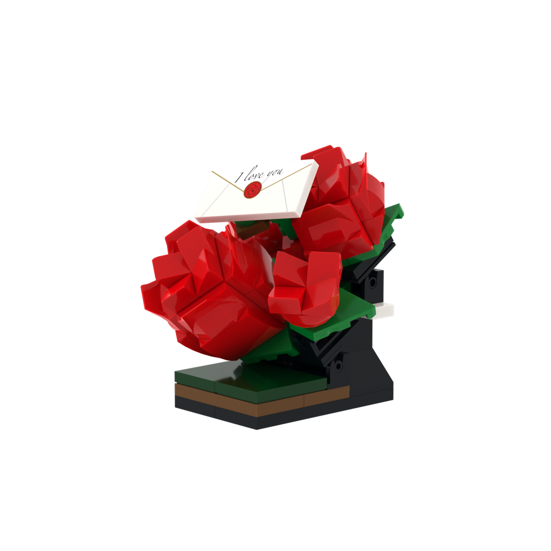 Red Rose Bouquet brick scene accessory, detail view 2