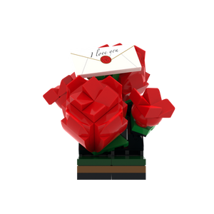 Red Rose Bouquet brick scene accessory, left-side view