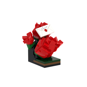 Red Rose Bouquet brick scene accessory, right-side view