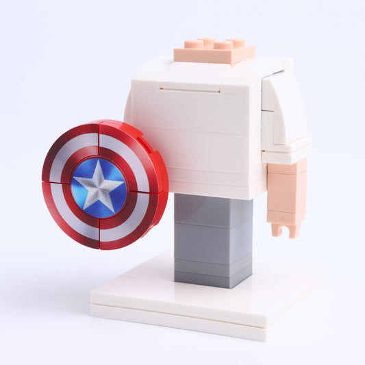 Red White & Blue Shield brick figure accessory, right-side view